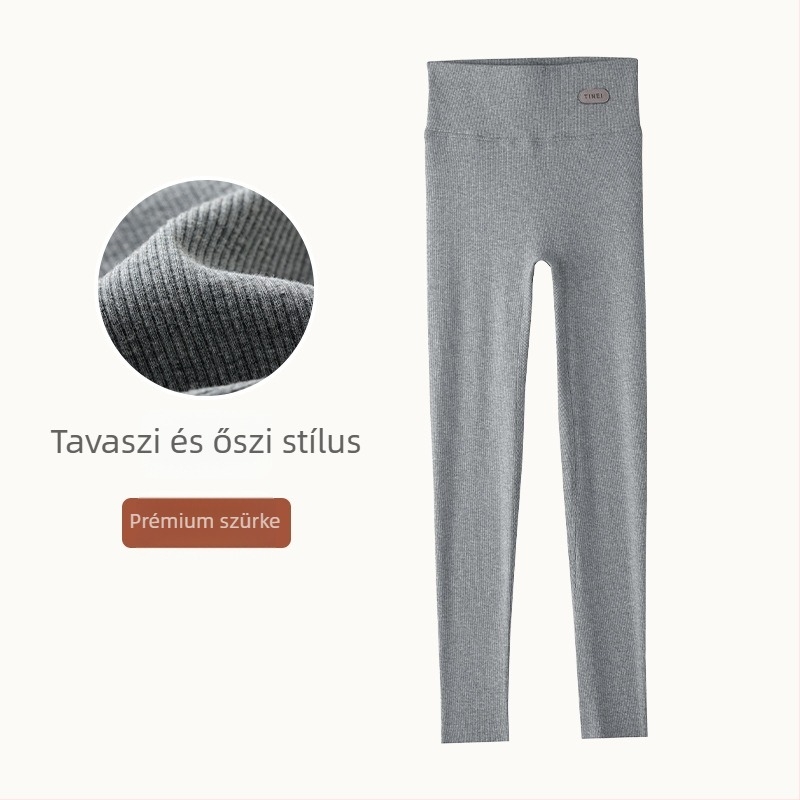 Női vékony leggings magas derekú, varrat nélküli, pamut–elasztán, 9/10 hosszú, plusz méret, karcsúsító fazon