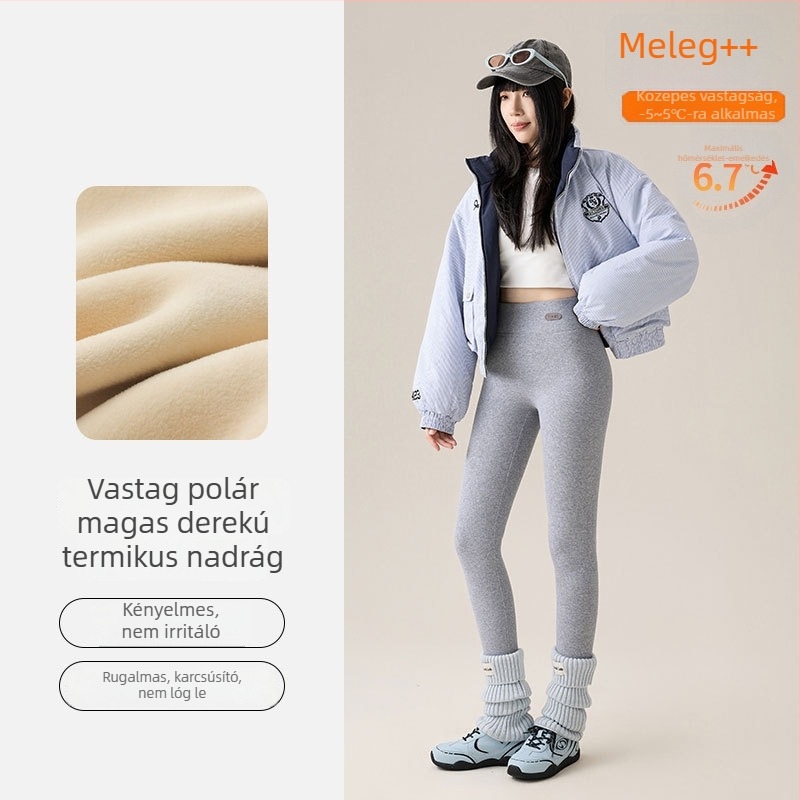 Női vékony leggings magas derekú, varrat nélküli, pamut–elasztán, 9/10 hosszú, plusz méret, karcsúsító fazon