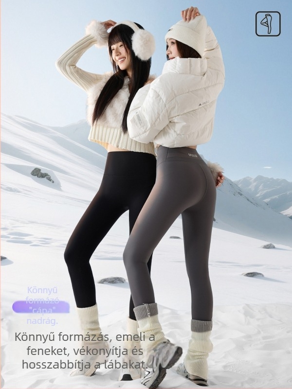 Női magas derekú termikus jóga leggings, fenékemelés, haslapítás, slim-fit, 9/10 hossz