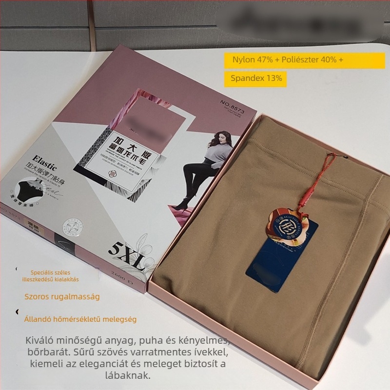 Meiersi 8573 Plus‑méret női őszi–téli magas derekú leggings fleece béléssel, 190 g, csúszásmentes harisnya, eredeti termék