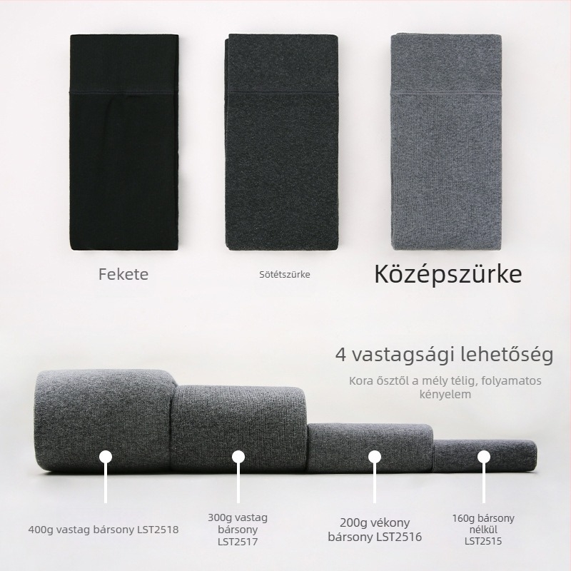 Női pamut harisnyanadrág lábfejes, fleece béléses, tavasz–őszre, szürke, vastagított, enyhe kompresszió