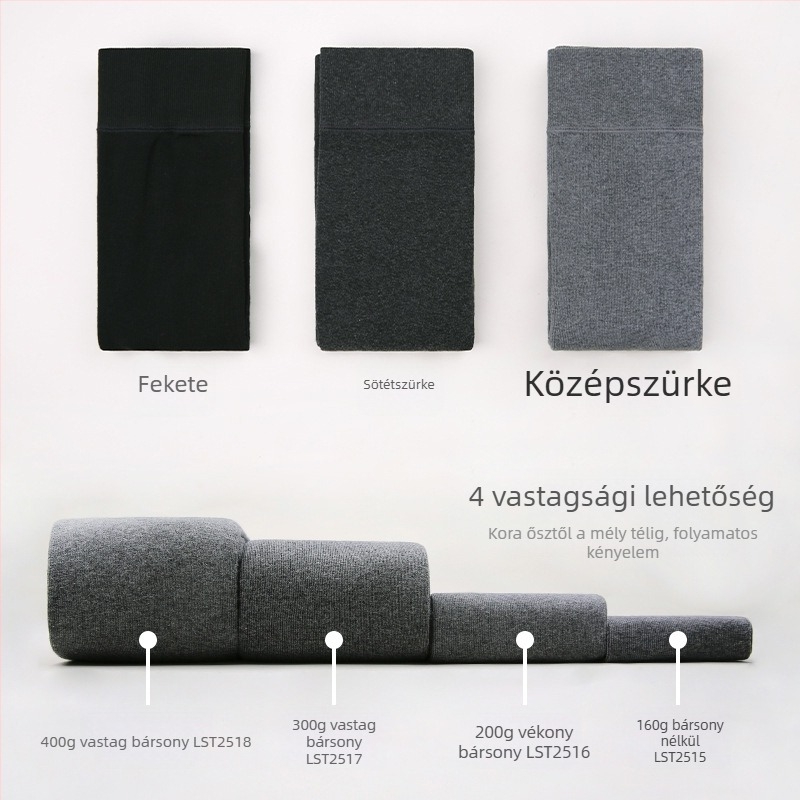 Női pamut harisnyanadrág lábfejes, fleece béléses, tavasz–őszre, szürke, vastagított, enyhe kompresszió