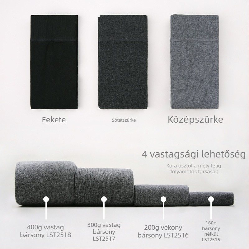 Női pamut harisnyanadrág lábfejes, fleece béléses, tavasz–őszre, szürke, vastagított, enyhe kompresszió