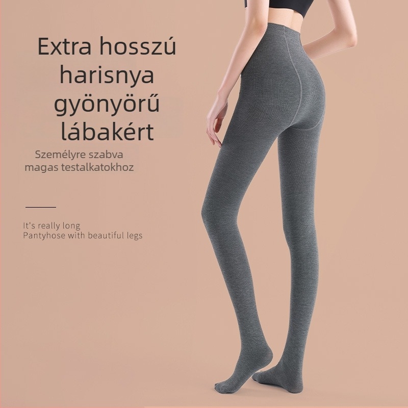 Női harisnyanadrág fleece béléssel, hosszított fazon, szürke, tavasz–ősz–tél, vastag és meleg