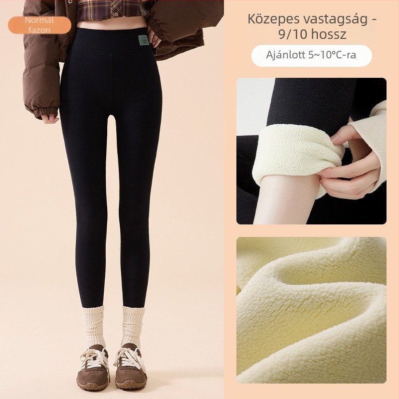 Női pamut téli leggings báránygyapjúval, magas derék, fleece bélés, vastag melegítő nadrág észak-keleti régióhoz, 2026 új modell