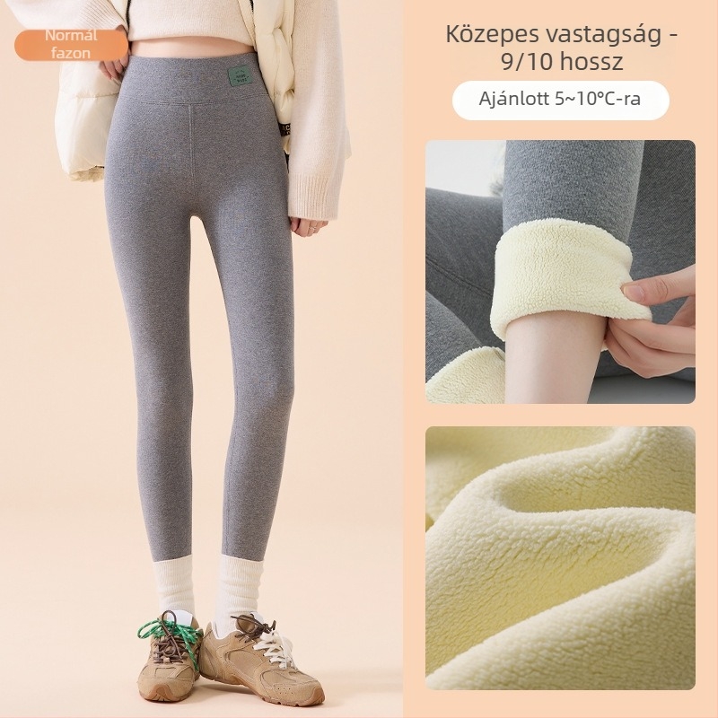Női pamut téli leggings báránygyapjúval, magas derék, fleece bélés, vastag melegítő nadrág észak-keleti régióhoz, 2026 új modell
