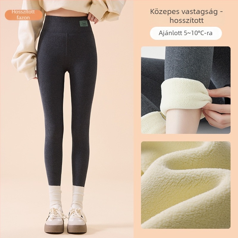 Női pamut téli leggings báránygyapjúval, magas derék, fleece bélés, vastag melegítő nadrág észak-keleti régióhoz, 2026 új modell