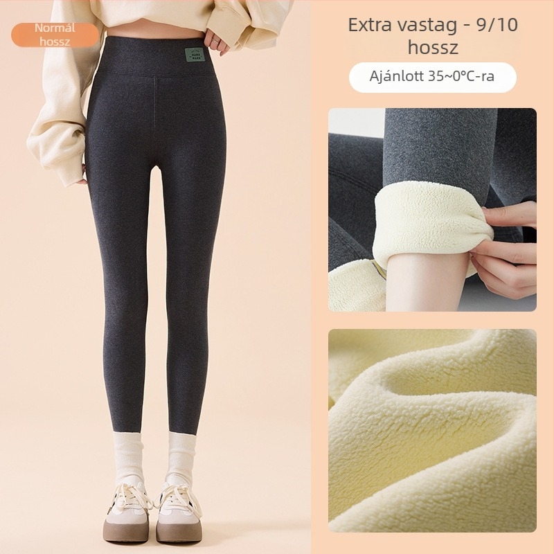 Női pamut téli leggings báránygyapjúval, magas derék, fleece bélés, vastag melegítő nadrág észak-keleti régióhoz, 2026 új modell