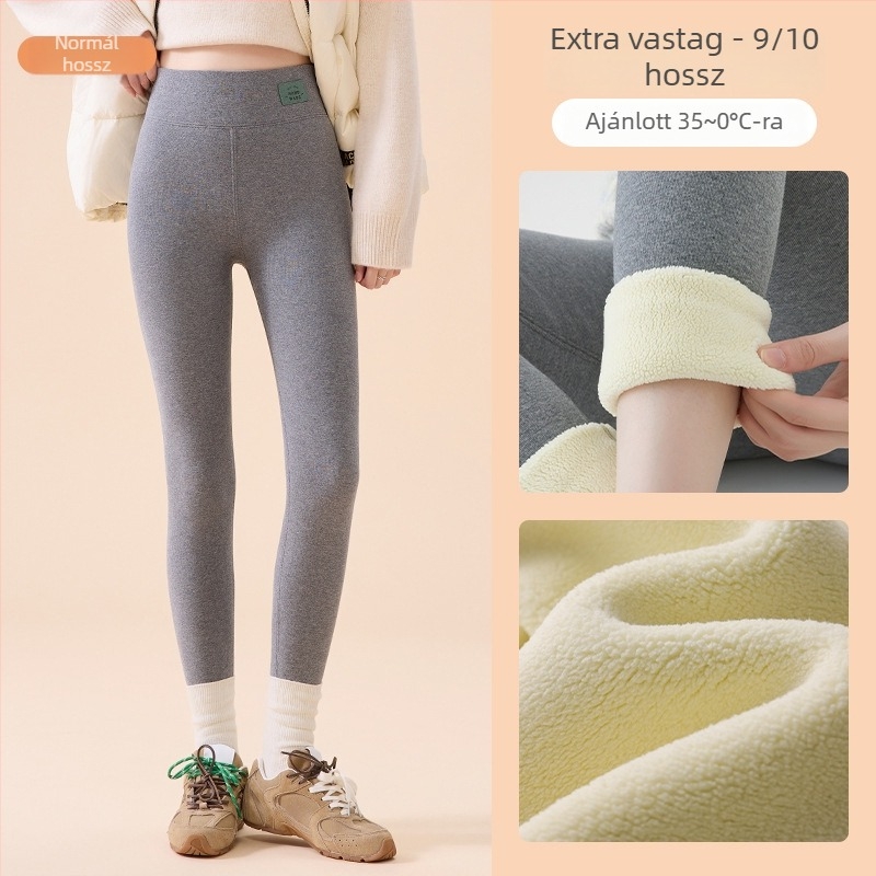 Női pamut téli leggings báránygyapjúval, magas derék, fleece bélés, vastag melegítő nadrág észak-keleti régióhoz, 2026 új modell