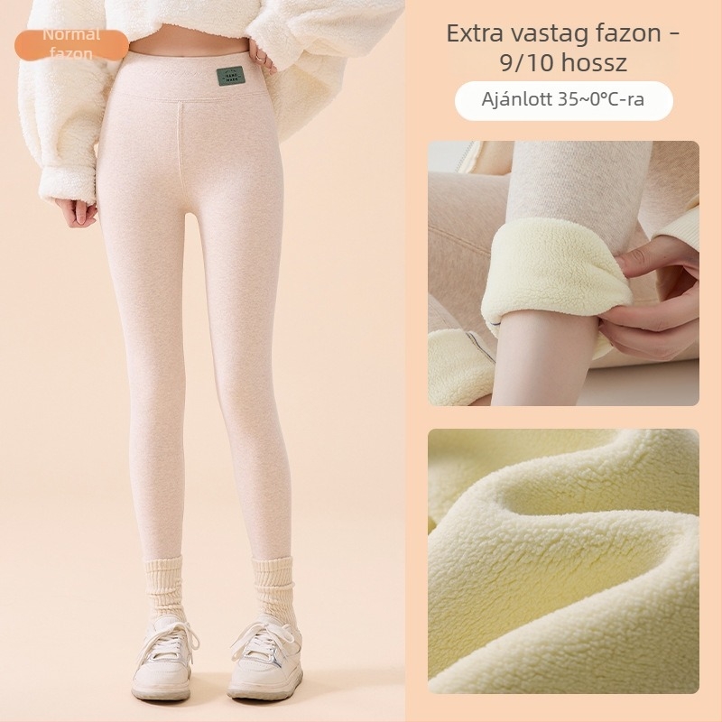 Női pamut téli leggings báránygyapjúval, magas derék, fleece bélés, vastag melegítő nadrág észak-keleti régióhoz, 2026 új modell