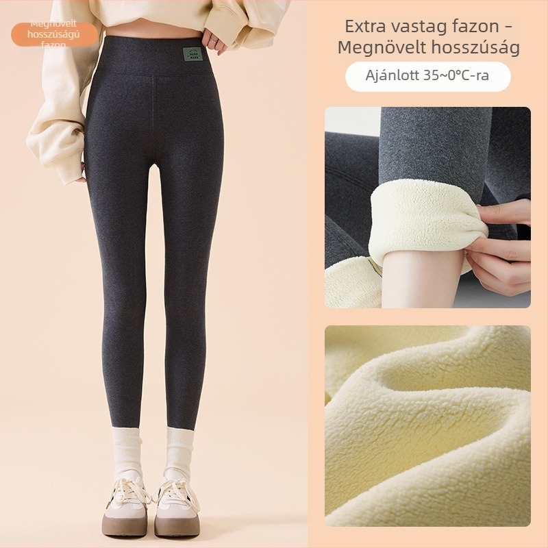 Női pamut téli leggings báránygyapjúval, magas derék, fleece bélés, vastag melegítő nadrág észak-keleti régióhoz, 2026 új modell