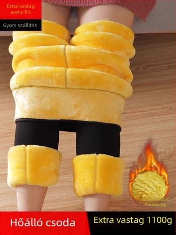 Női téli egyrészes nadrág, varrat nélküli, extra vastag, meleg, nejlon-pamut keverék, magas rugalmasság