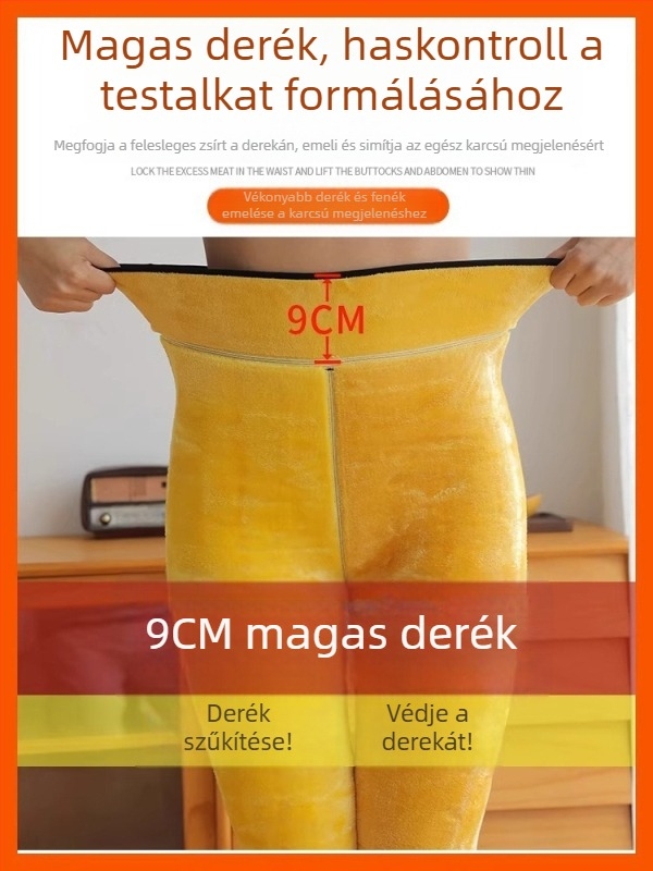 Női téli egyrészes nadrág, varrat nélküli, extra vastag, meleg, nejlon-pamut keverék, magas rugalmasság