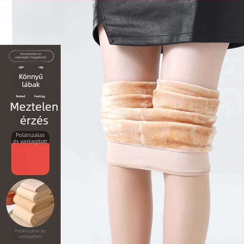 Nylon harisnya lábfejes, popsire és formázó hatású, vastag bélésű fleece-szel bélelt, ősz-téli szezonra