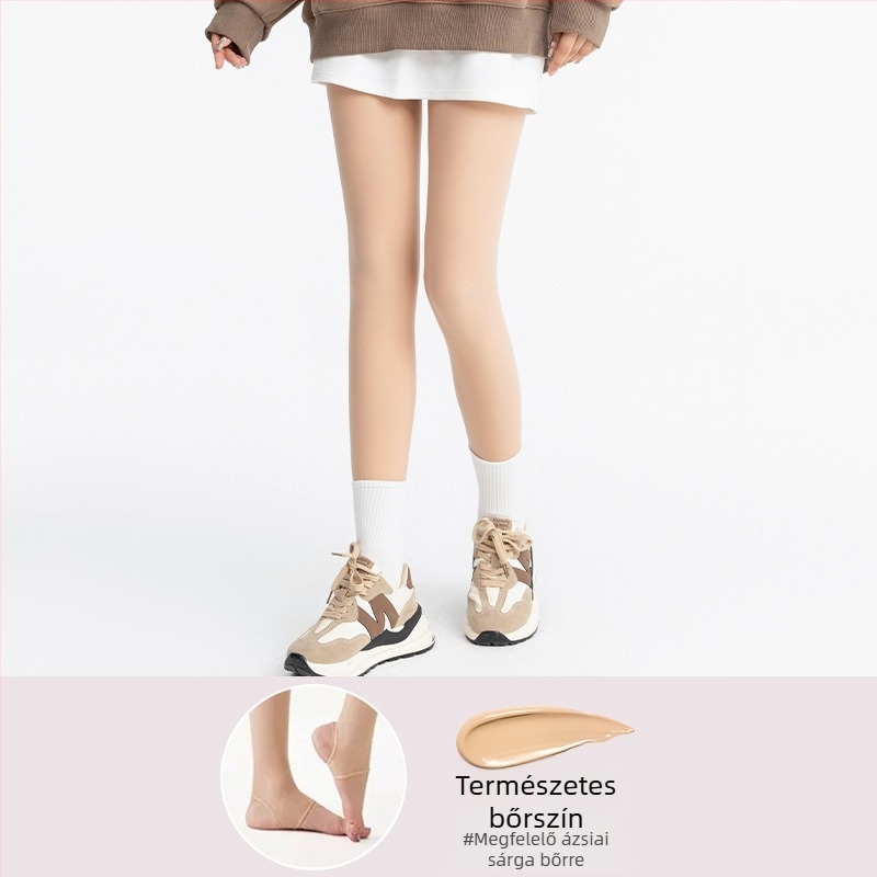 Nylon harisnya lábfejes, popsire és formázó hatású, vastag bélésű fleece-szel bélelt, ősz-téli szezonra