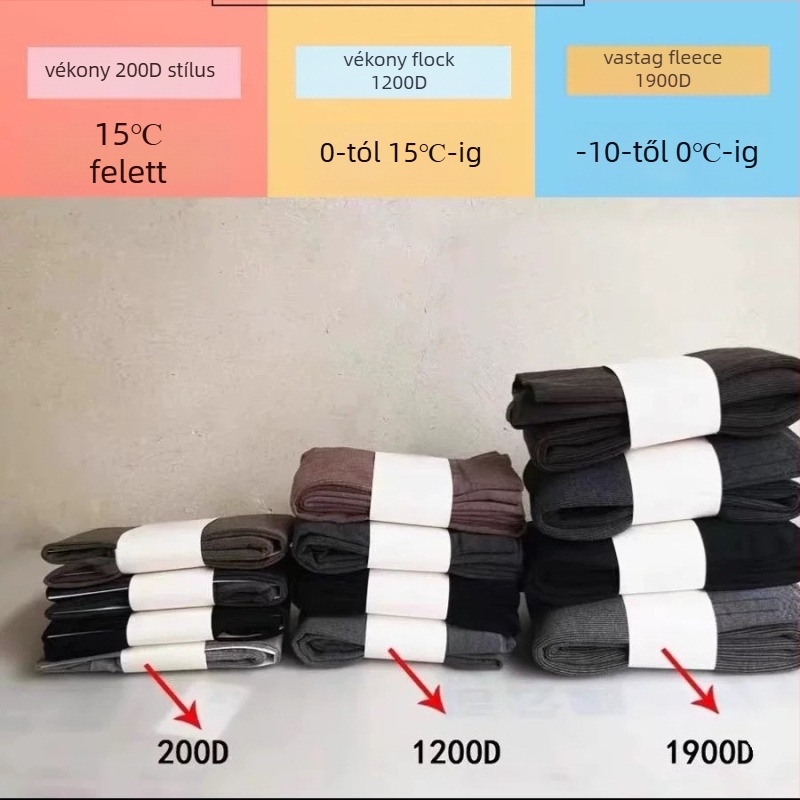 Flízes bélelt, meleg harisnya, extra vastag, magas derekú, teljes hosszúságú, nylonból, egyszínű