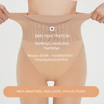 Nylon harisnyanadrág fleece-sel bélelt, testszínű, lábfejes, tavasz–ősz, nőknek