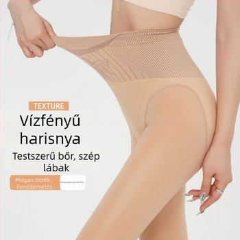 Nylon harisnyanadrág fleece-sel bélelt, testszínű, lábfejes, tavasz–ősz, nőknek