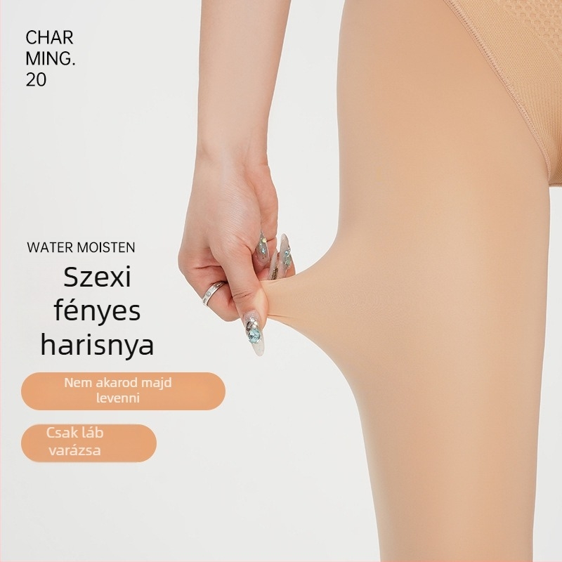 Nylon harisnyanadrág fleece-sel bélelt, testszínű, lábfejes, tavasz–ősz, nőknek