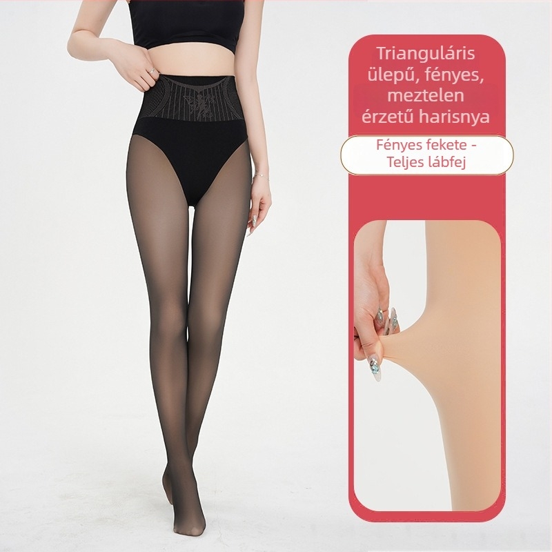 Nylon harisnyanadrág fleece-sel bélelt, testszínű, lábfejes, tavasz–ősz, nőknek