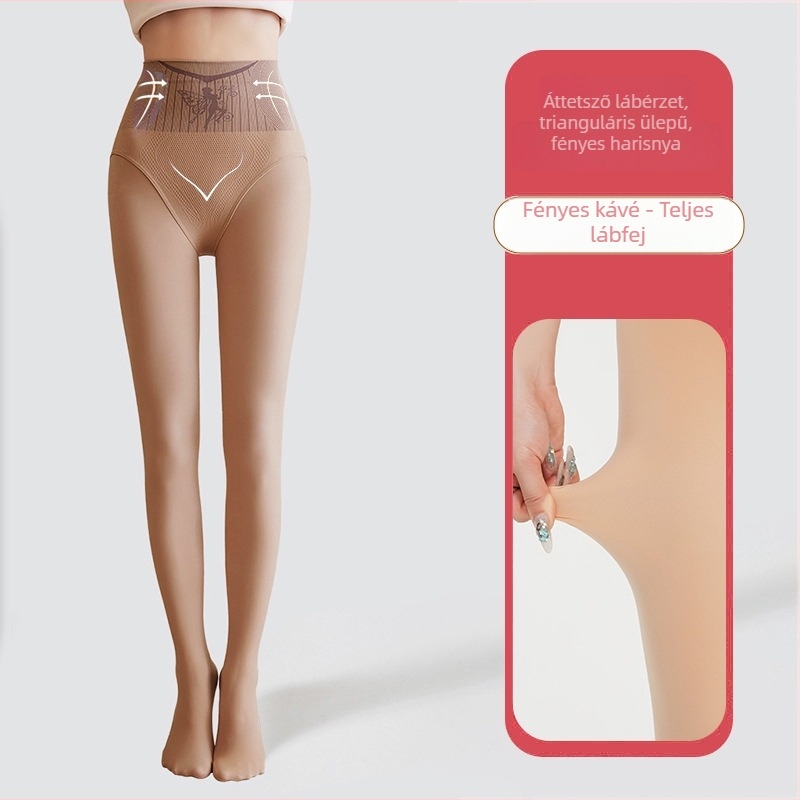 Nylon harisnyanadrág fleece-sel bélelt, testszínű, lábfejes, tavasz–ősz, nőknek