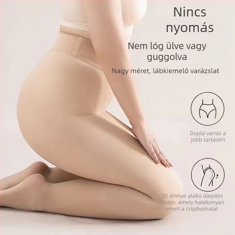 500 g Plusz méretű fleece-béléses termosz leggings, bőrszínű, vastag melegítő, egyben nadrág
