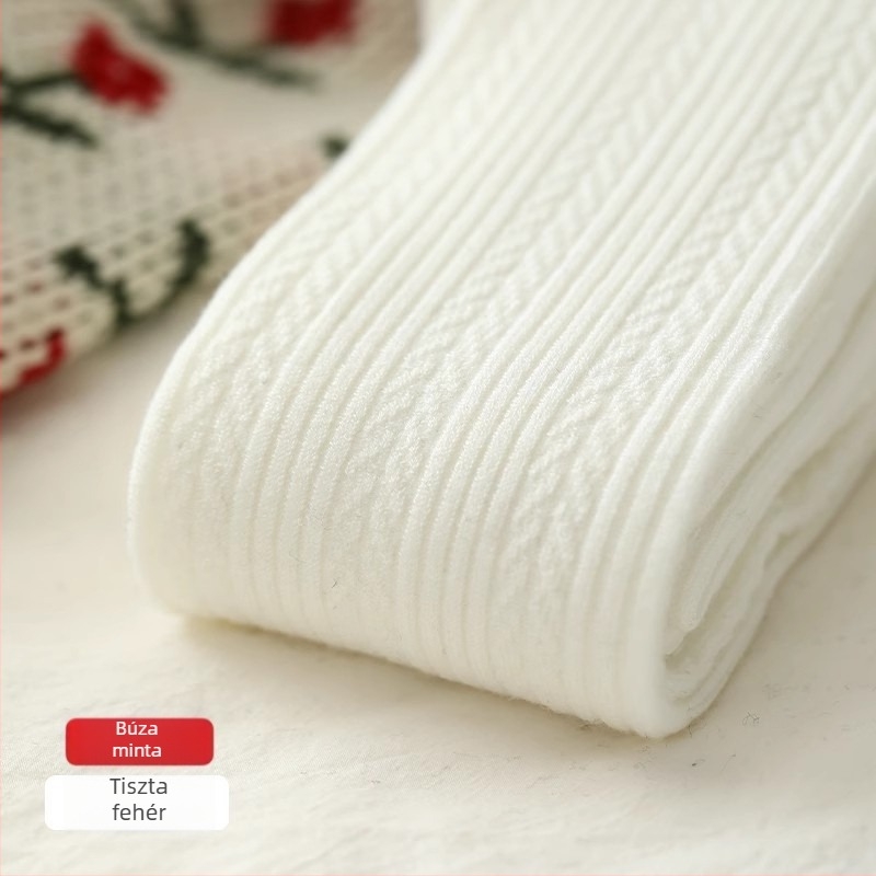 Őszi-téli gyapjúkeverék kötött női harisnyanadrág fleece béléssel, meleg, függőleges csíkok