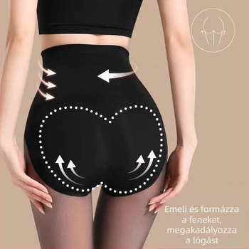 Őszi-téli női harisnya nedves fényhatással, magas derékkal formázó, nude szín, virágos tündér motívum, szexi átlátszó