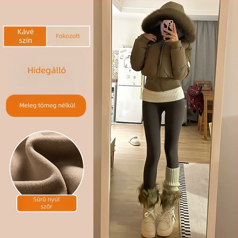 Női fekete jóga leggings, őszi-téli 2025, vastag belső fleece-sel, vizuálisan karcsúsítja a vonalakat