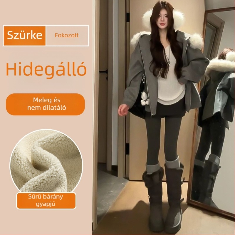 Női fekete jóga leggings, őszi-téli 2025, vastag belső fleece-sel, vizuálisan karcsúsítja a vonalakat