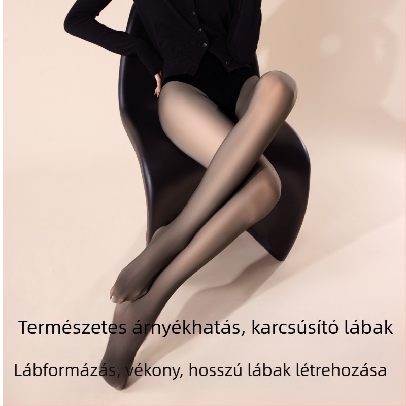 Fekete bélelt vastag harisnyanadrág ősz-télre, nude hatású áttetsző effektus