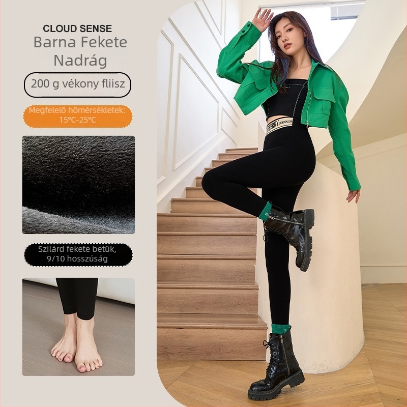 A téli női nadrág nylon-spandex keverékből, fleece belső bélés, overál-stílus, magas rugalmasság