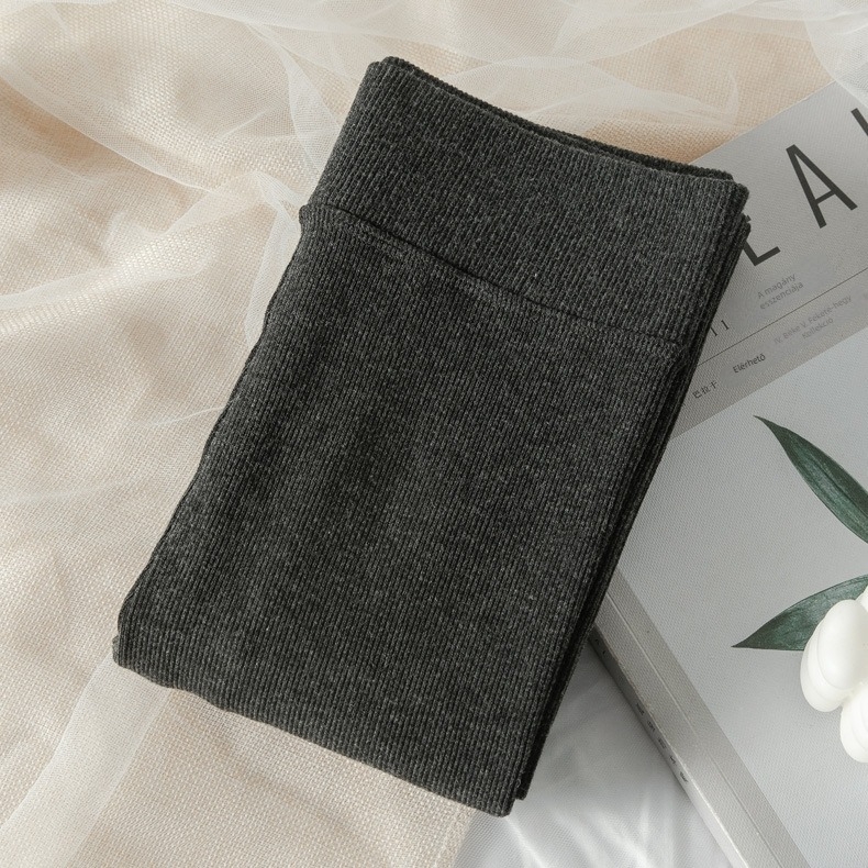 2025-ös női szürke csíkos leggings fleece-béléssel, vastag pamut bordázott harisnyanadrág őszre–télre, karcsúsító hatás