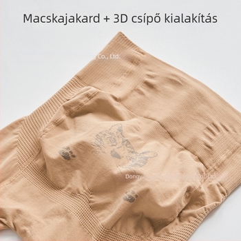 Nude árnyalatú harisnyanadrág haskontrollal és csípőemeléssel, macska tappancs mintával, egyrészes nylon, közepes vastagságú