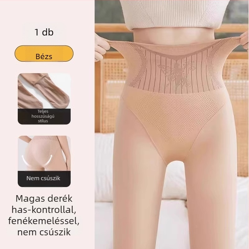 Testszínű harisnyanadrág fleece-béléssel, hatás: csupasz lábak, védelem az összekuszálódás ellen, őszi-téli viselet