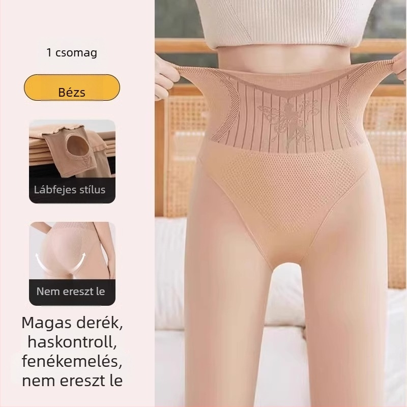 Testszínű harisnyanadrág fleece-béléssel, hatás: csupasz lábak, védelem az összekuszálódás ellen, őszi-téli viselet