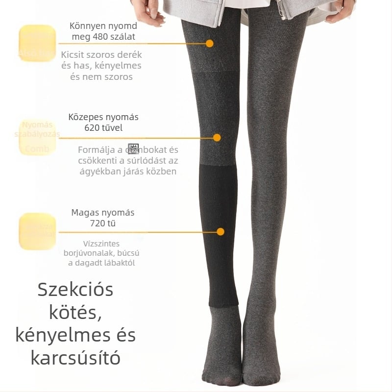 Női meleg pamut harisnya fleece béleléssel, vastag szürke őszi-téli viselet, sokoldalú mikrokasmírral, lábfejes