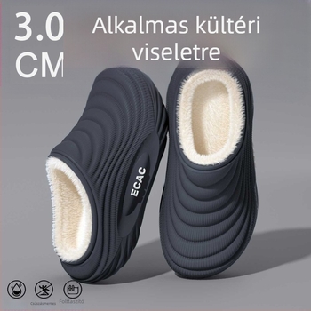 Férfiak vízálló pamut papucsai, őszi–téli 2025, csúszásmentes, szagtalan, meleg, fleece-béléssel, beltéri használatra