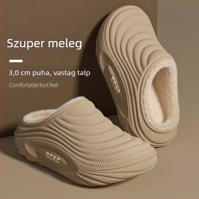 Férfiak vízálló pamut papucsai, őszi–téli 2025, csúszásmentes, szagtalan, meleg, fleece-béléssel, beltéri használatra