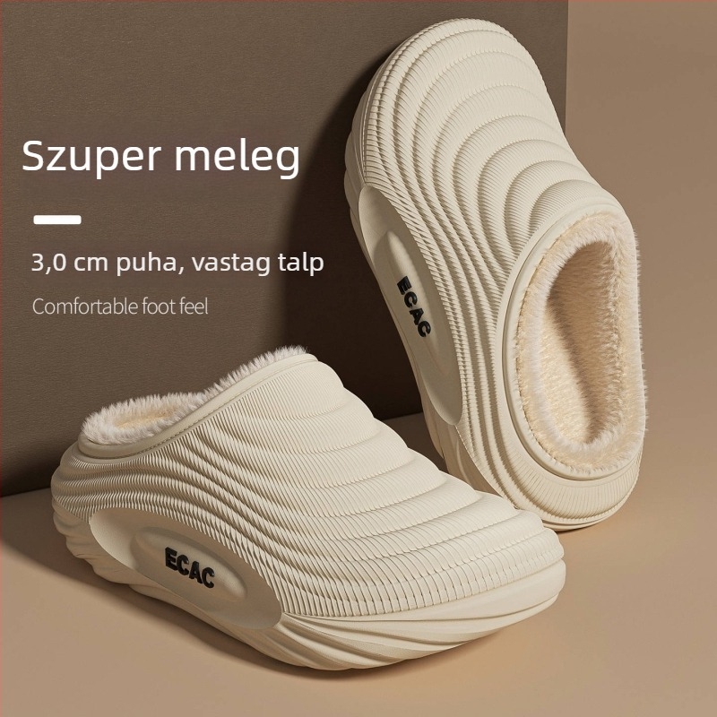 Férfiak vízálló pamut papucsai, őszi–téli 2025, csúszásmentes, szagtalan, meleg, fleece-béléssel, beltéri használatra