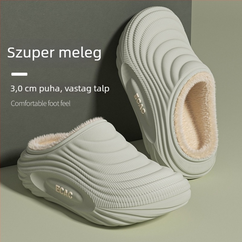 Férfiak vízálló pamut papucsai, őszi–téli 2025, csúszásmentes, szagtalan, meleg, fleece-béléssel, beltéri használatra