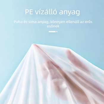 Egyszer használatos túra esőkabát PE anyaggal, standard vastagságú, 60–100 g, egy személy részére.