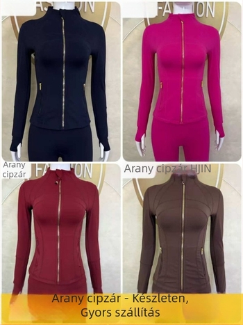 Női álló galléros dzseki – karcsúsított szabás, gyorsan száradó és lélegző, Nylon 75% / Spandex 25% Lycra anyaggal, csípőhosszú