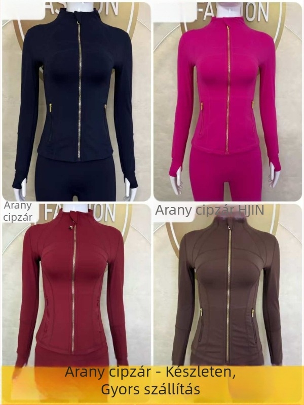 Női álló galléros dzseki – karcsúsított szabás, gyorsan száradó és lélegző, Nylon 75% / Spandex 25% Lycra anyaggal, csípőhosszú