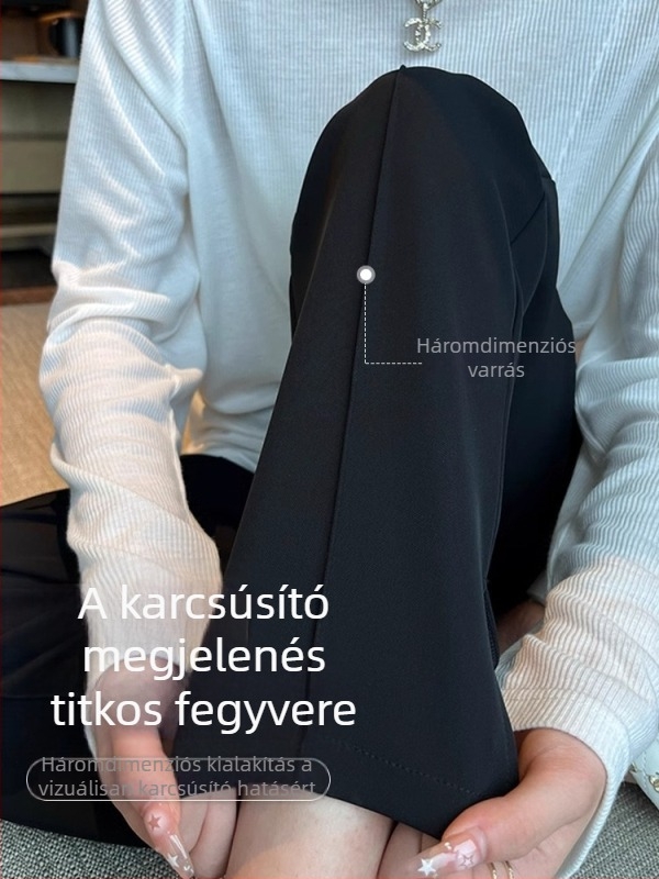 Női oldalsó hasítású, magas derekú széles lábú nadrág, drapírozott Ice Silk, UV védelem, egyenes szabású kosztüm nadrág, nyár 2026