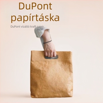 DuPont papír ajándéktáska mágneses zárással, belső cipzáras rekesz, testreszabható logó, vintage stílus