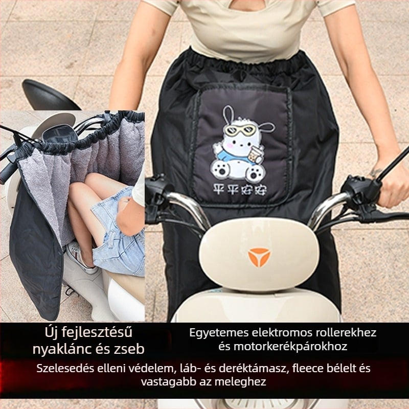 Elektromos járművek szélvédett szoknya — téli quiltelt kerékpáros szoknya fleece béléssel, vízálló Oxford anyag (Anyag: vízálló Oxford; Stílus: quiltelt; Modellok: elektromos autó, motorkerékpár, akkumulátoros autó, tricikli; Funkciók: összecsukható, kopás