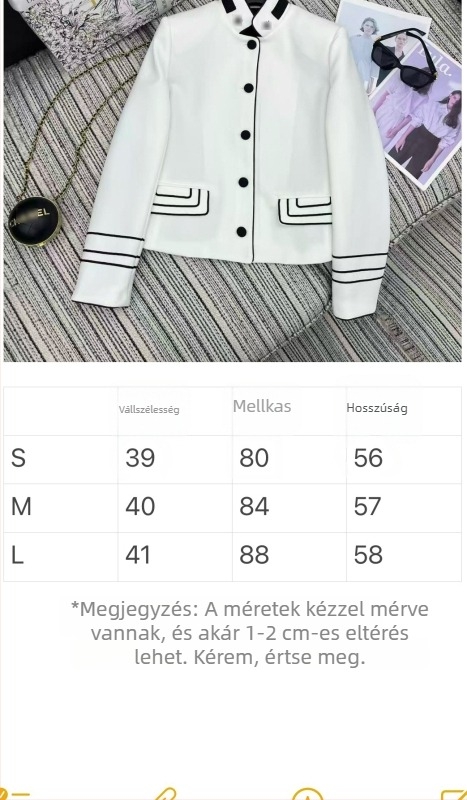 Hímzett álló galléros blézer laza szabású, hosszú ujjak, egyesgombos záródás