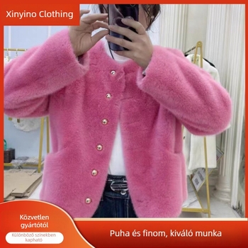 Női bőrkabát Mink Velvet plüss bevonattal – meleg téli rövid kabát