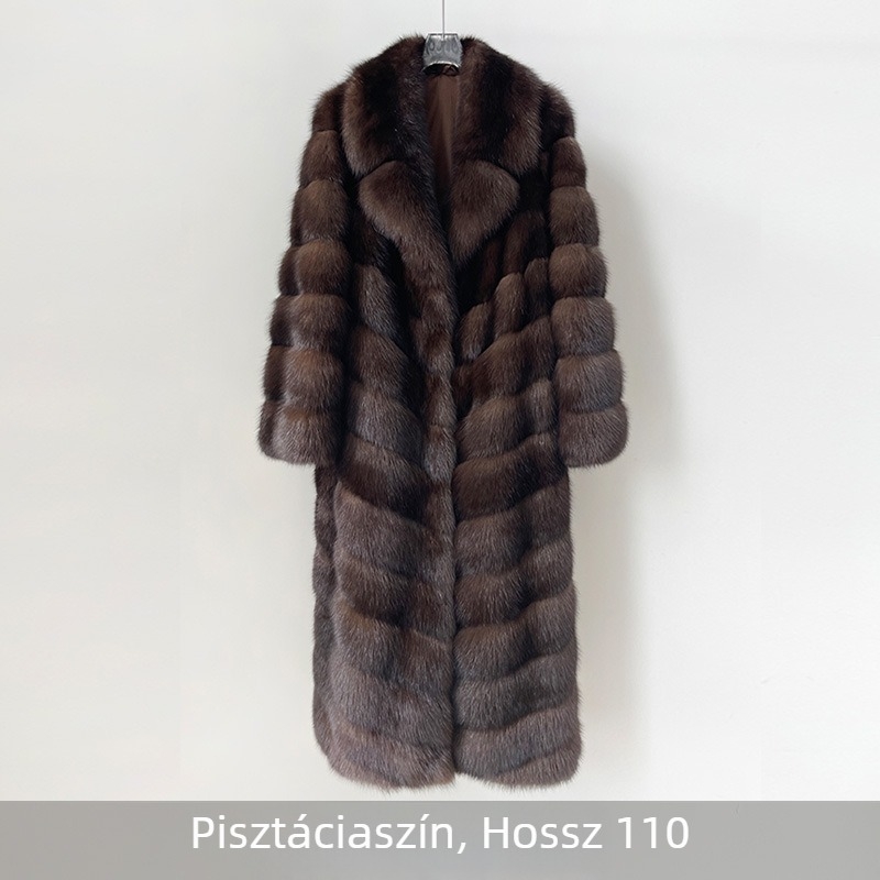 Középhosszú műszőr kabát, hosszú ujjak, öltöny gallér, bordázott textúra, felnőtt nőknek